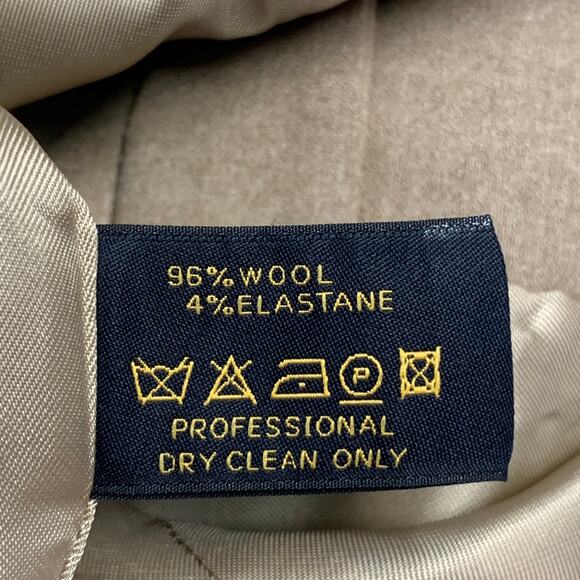 PAUW Size 2 Beige Wool Blend Pleated Shawl Lapel Tie Closure Jacket Blazer - Picture 7 of 8